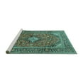 thumbnail image 2 of Ahgly Company Machine Washable Indoor Round Medallion Turquoise Blue Traditional Area Rugs, 7' Round, 2 of 4