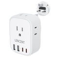 thumbnail image 1 of Adaptador de Enchufe LENCENT Inglés Blanco con 4 Salidas CA, 2 USB-C y 2 USB-A para Viaje a Reino Un, 1 of 7