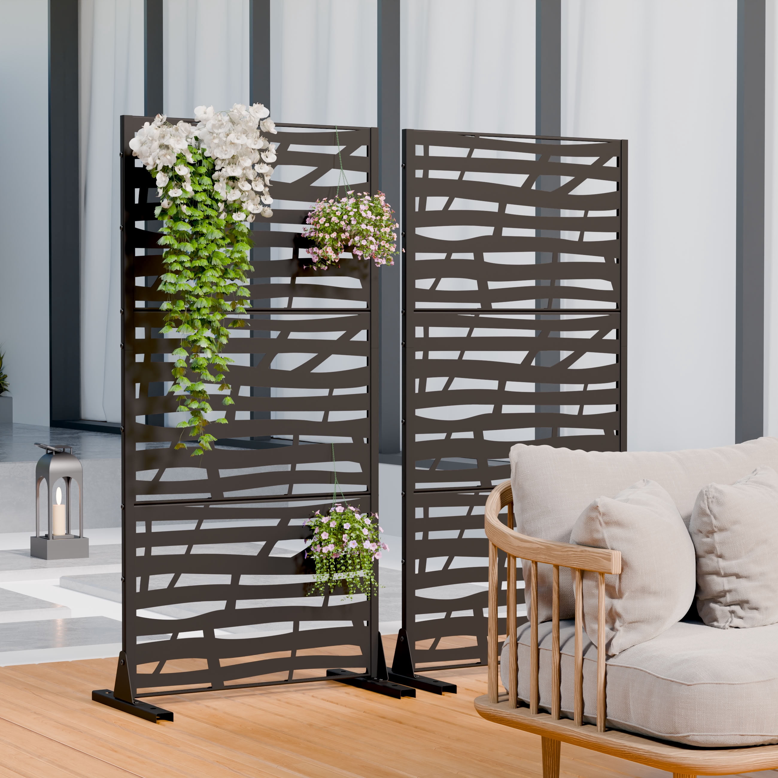MAYEERTY 72*35in Outdoor Privacy Screen, Heavy Duty Metal Privacy Fence, Decorative Privacy Panel for Patio, Balcony, Backyard, Garden
