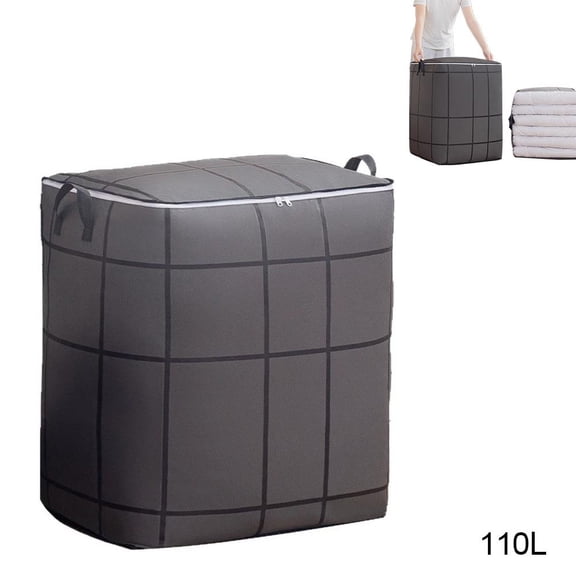 Large Clothing Storage Bag, Foldable Non Woven Clothes Organizer with Zipper, Dustproof Space Saving Storage Box for Closet Bedroom Blanket Bedding