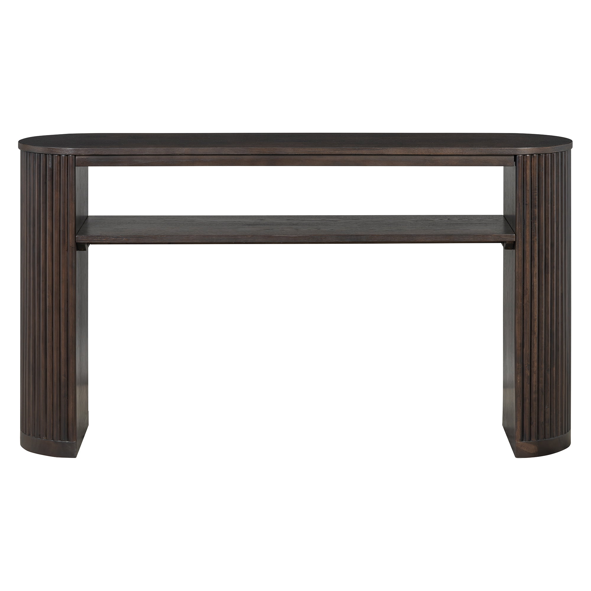 Euroco 53" Fluted Console Table, Modern Entryway Table with Open Storage Shelf & Wood Legs, Long Sofa Table Behind Couch for Living Room, Hallway,Espresso