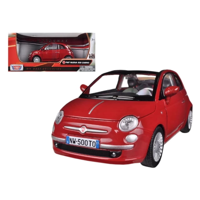 Auto de colección Motormax Fiat 500 Nuova Cabrio rojo a escala 1:24