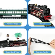 Electric Train Set, Remote Control Train Toys with Luxury Track & Glowing Passenger Carriages, with Smoke, Light and Sound for 3+ Years Old Boys Gifts