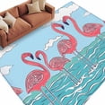 thumbnail image 2 of Summer Cute Flamingo Area Rug 5x8 FT, Non Slip Bedroom Throw Carpet, Cartoon Animal Cloud Blue Sky Washable Soft Floor Carpet Non-Shedding Rug for Living Room Nursery Dorm Office, 2 of 9