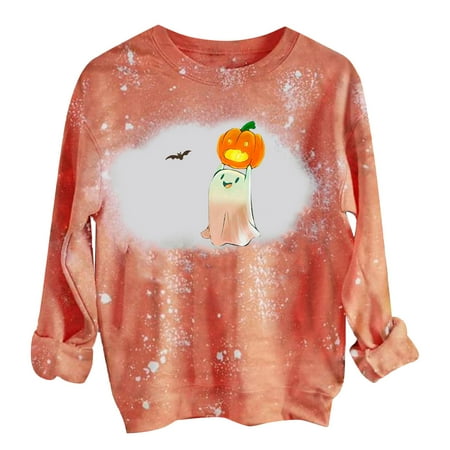 

Ziloco Halloween Fashion Women s Casual Long Sleeve Printed Ladies Sweatshirts Tops corset tops red crop tops for women Orange L
