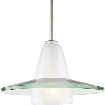 

Modern Pendant 1-Light Clear and Etched Glass Mini-Pendant Light Brushed Nickel