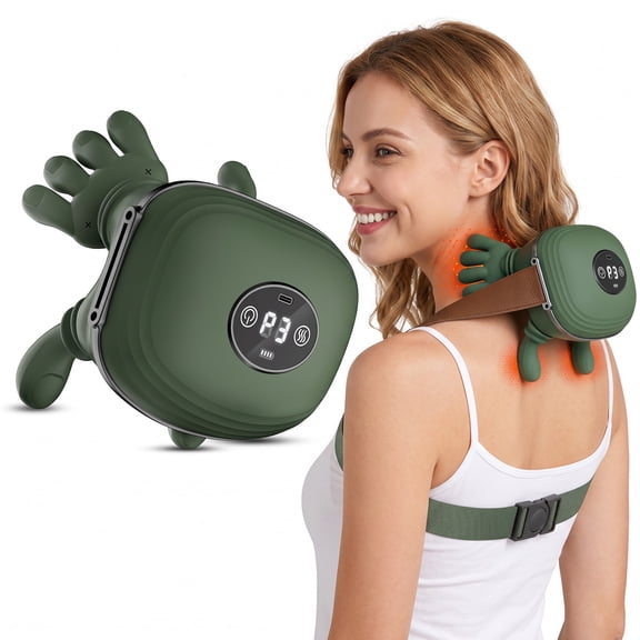 Neck and Shoulder Massager with Heat, Cordless 4D Kneading Massage Pillow for Neck, Shoulder, Back and Legs