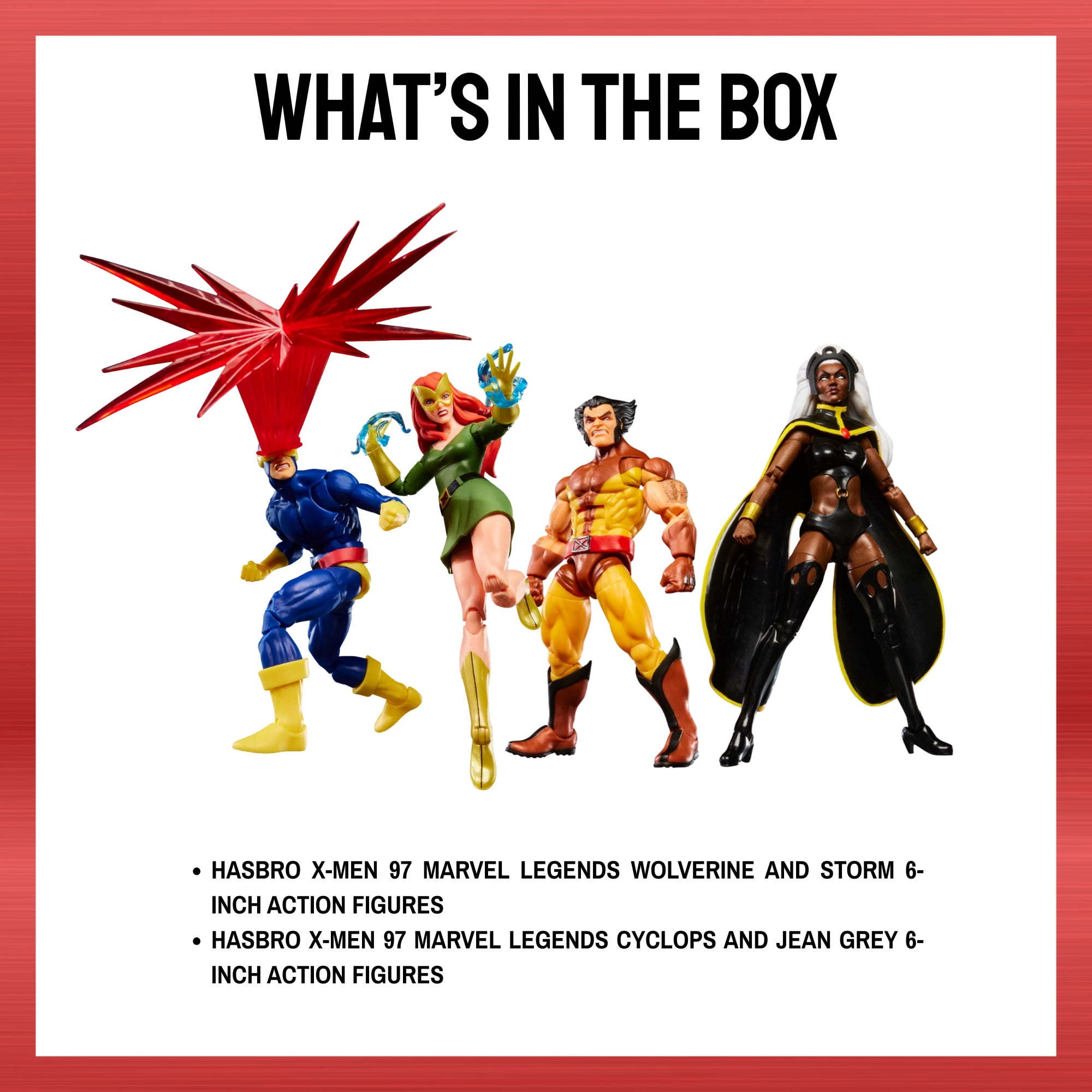 Hasbro X-Men 97 Marvel Legends Wolverine, Storm, Cyclops and Jean Grey 6-Inch Figures Bundle