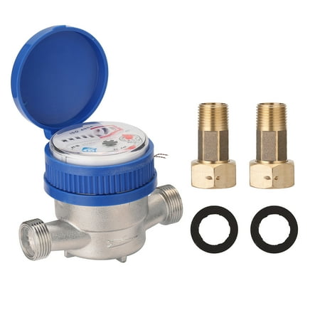 

Htovila 15mm 1/2 Inch Intelligent Water Meter Household Mechanical Rotor Type Cold Water Meter Pointer Digital Display Combination Water Meters