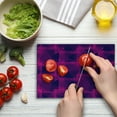 thumbnail image 4 of Magenta Cutting Board, Trippy Zip Style Mix Pattern with Dark Color Effects and Diagonal Linked Lines, Decorative Tempered Glass Cutting and Serving Board, Small Size, Fuchsia Purple, by Ambesonne, 4 of 5