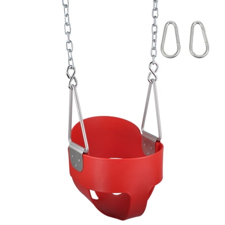 Swing Set Stuff Inc. Highback Full Bucket with 5.5 Ft. Uncoated Chains (Red)