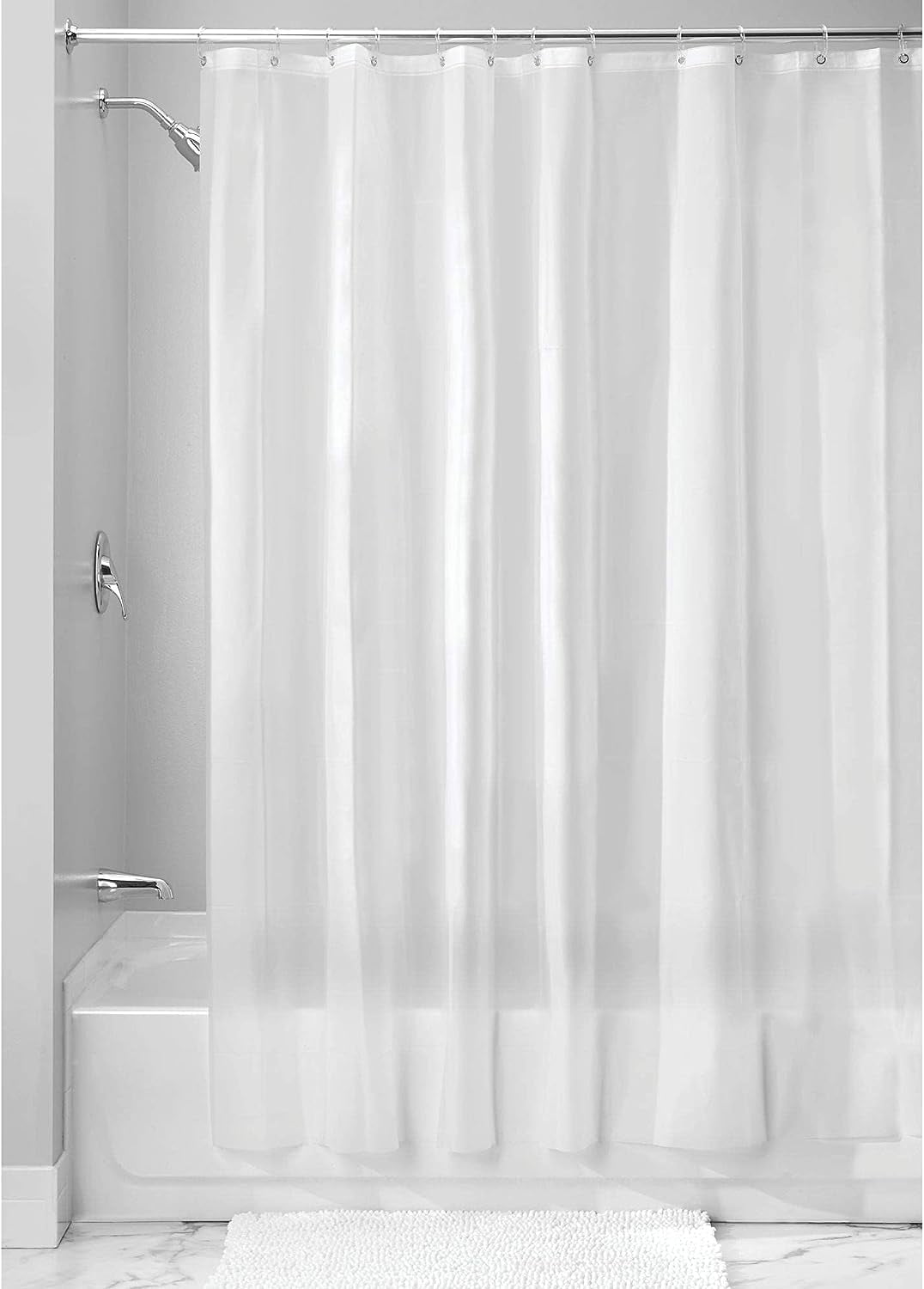 Clawfoot Tub Shower Curtain Warp Around 180x70 Inches Clear Shower Curtain Plastic Liner Round for Bathroom Extra Wide with 36 Metal Hooks PEVA Waterproof White Translucent