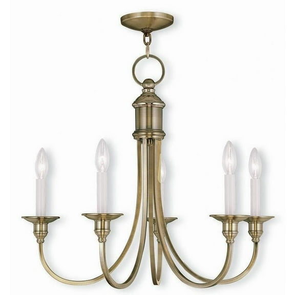 Traditional Farmhouse Five Light Chandelier-Antique Brass Finish Bailey Street Home 218-Bel-1119896