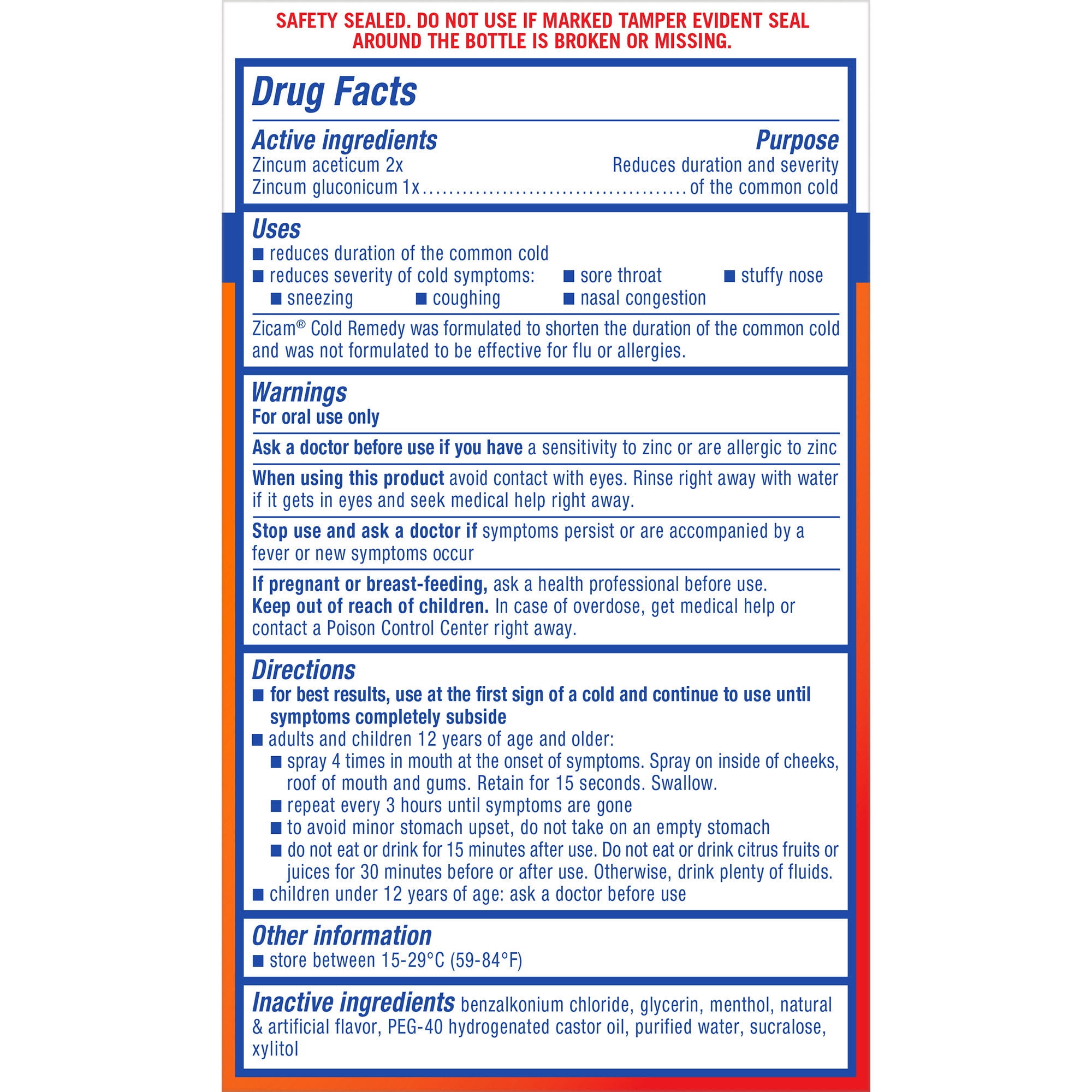 Zicam Oral Mist Arctic Mist Flavor Cold Remedy 1 oz