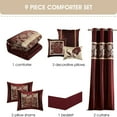 thumbnail image 2 of Nanshing Renee 9 Piece Traditional Floral Comforter Set, Red Gold, California King, 2 of 9
