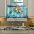 thumbnail image 4 of Coolnut Beautiful Turtle Half Window Tier Curtains 36 Inch Blackout Thermal Insulating Kitchen Linen Tier Curtains for Kitchen, Bathroom, Cafe Home Decor, 4 of 7