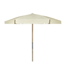 Fiberbuilt Home 7BPU-6R-WDO-TX-Natural 7.5 ft. Hex Beach Umbrella 6 Rib Push Up Natural Oak with Natural Vinyl Coated Weave Canopy