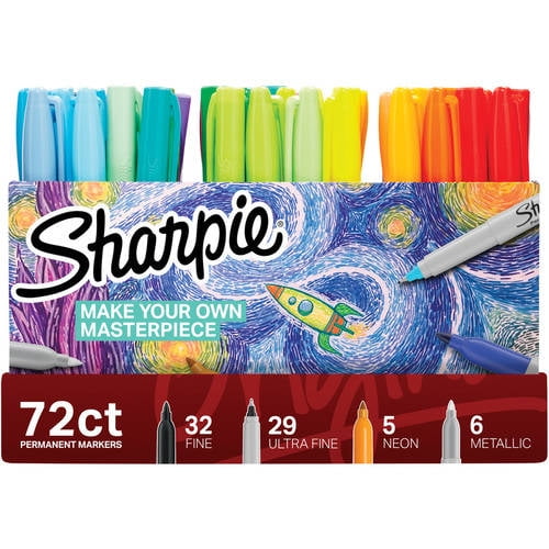 Sharpie Permanent Markers Ultimate Collection, Fine and Ultra Fine Points,  Assorted Colors, 72 Count