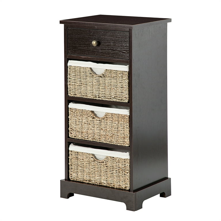 Decorative Storage Cabinet with Removable Woven Baskets -MFSTUDIO 6 Drawers / White