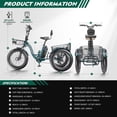 thumbnail image 6 of Lilypelle 20" x 4" Fat Tire 7 Speeds Electric Trike Tricycle for Adults,500W 48V 14.5Ah Lithium Battery ,3 Wheels Electric Trike for Men, Women， with Front & Rear Baskets, 6 of 10