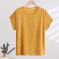thumbnail image 4 of Womens Solid Color Cap Sleeve Blouses T-Shirt Casual Crew Neck Loose Fit Basic Shirts Tank Tops for Summer Yellow, 4 of 5