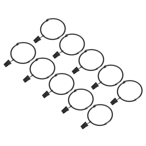 Curtain Rings with Clips, 20pack Drapery Curtain Clip Rings, 2.5 Inch Curtain Clip Rings Hooks (Black)