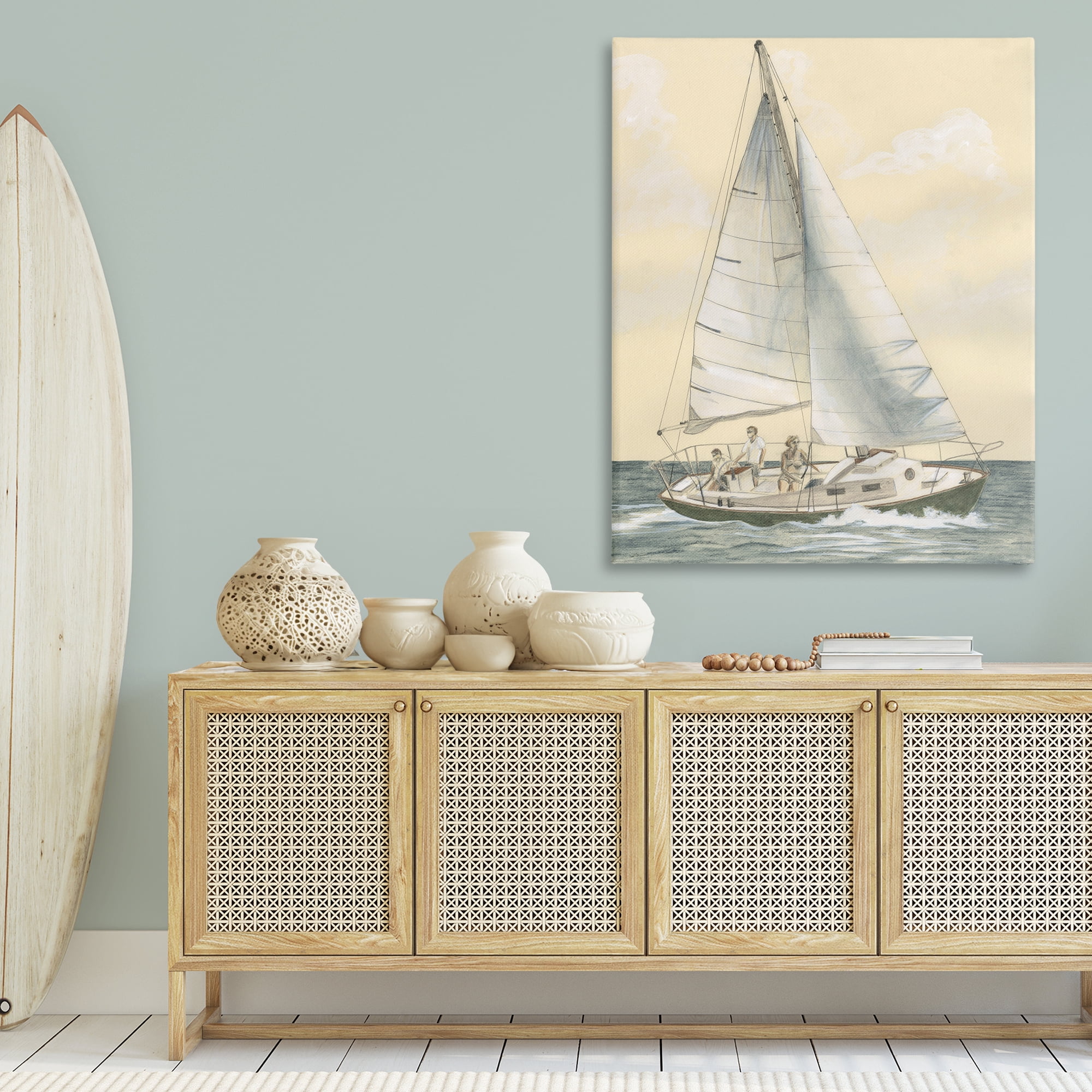 Stupell Industries Family Sailing Trip Transportation Painting Gallery Wrapped Canvas Art Print Wall Art, 36 x 48