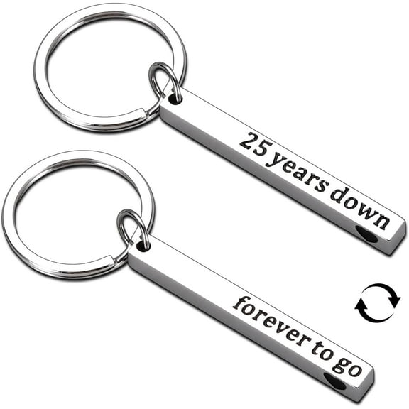 25th Wedding Anniversary Keychain Gifts for Couple Him Her, 25 Year Anniversary Keychain Silver Gifts for Wife Husband Parents, 25 Years Anniversaries Christmas Valentines Birthday Gift for Women Men