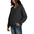 thumbnail image 5 of Women's V-Neck Sweatshirt with Pockets, Womens V Neck Sweatshirts No Hood Lightweight Casual Soft Fashion Black XL, 5 of 7