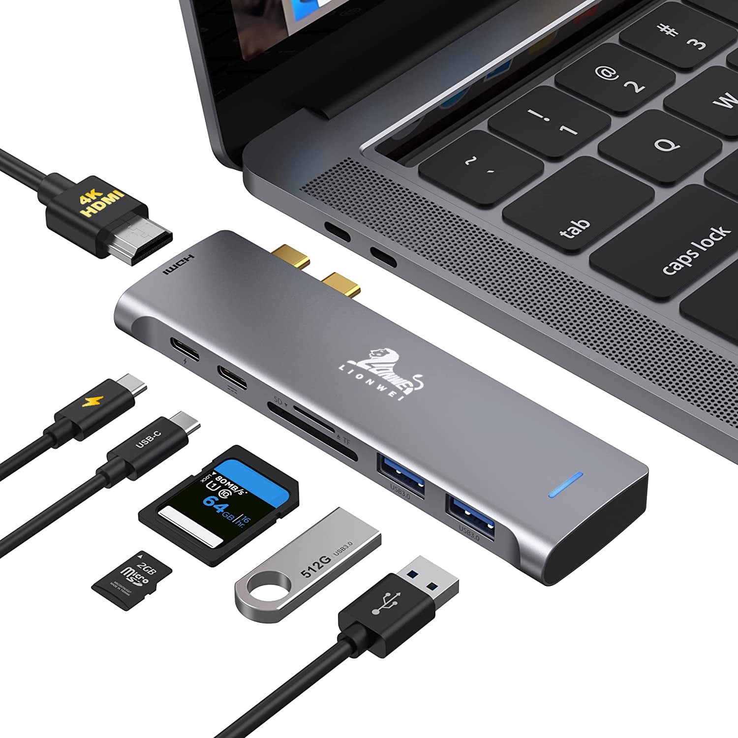 beton kandidatskole tale USB C Adapter for MacBook Pro Air 2021-2016,Multiport USB 3.0 Dual Type C  Adapter 4K HDMI 7in2 USB C HUB Adapter Dongle Accessories,Docking Station  Dual Monitor(HDMI,Thunderbolt 3 100W,3USB 3.0,TF/SD) - Walmart.com