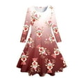 thumbnail image 4 of WEAIXIMIUNG Robe Bleue Enfants Filles Tout-Petits Arbres de Noël Imprimé Cerf Robe de Fête à Manches Longues 4-5 Ans, 4 of 5