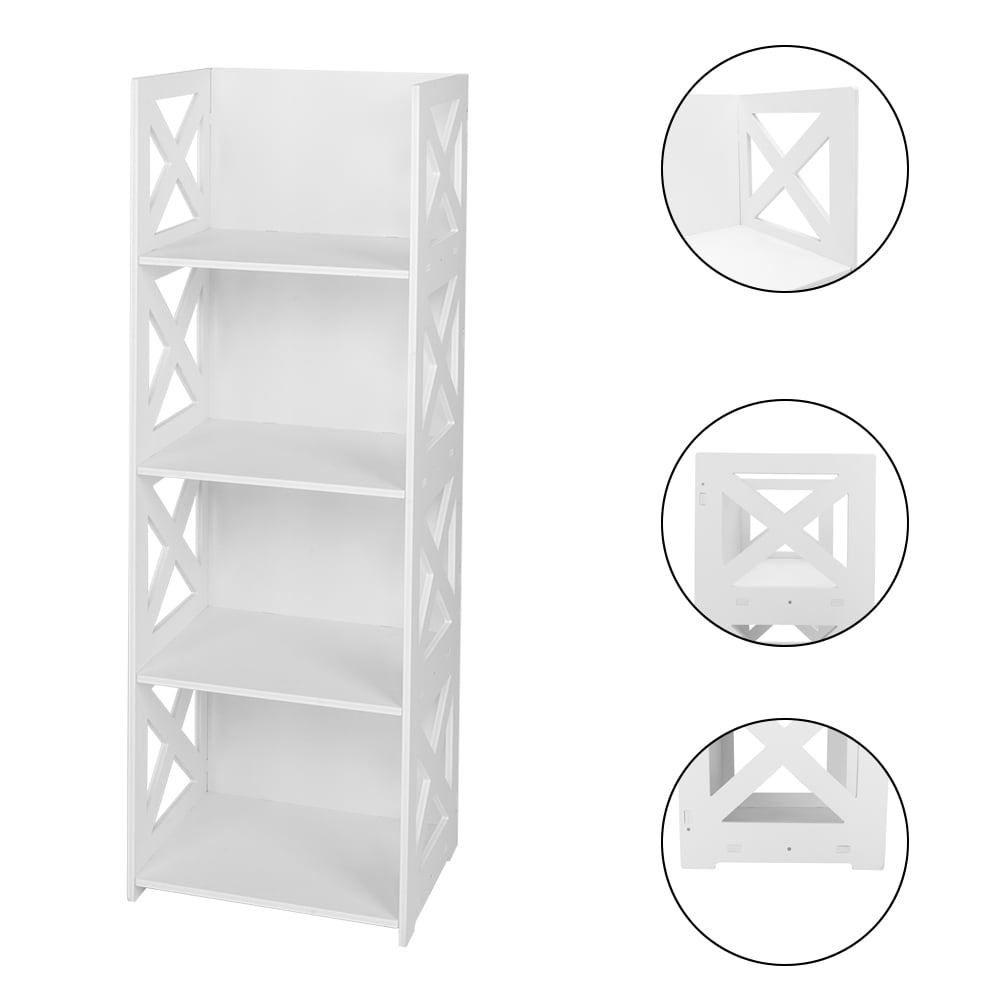 Zimtown Simple and Lightweight Rack 4Shelf Shelving Unit White Wood & Plastic Storage Shelf