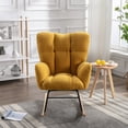 thumbnail image 2 of PORKISS Teddy Upholstered Rocking Chair with High Backrest Armchair for Living Room Bedroom, Yellow, 2 of 8