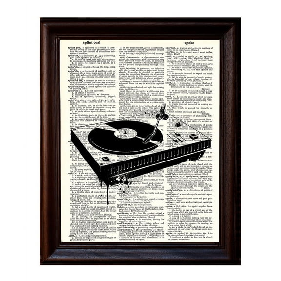 Turntable - Dictionary Art Print Printed On Authentic Vintage Dictionary Book Page - 8 x 10.5