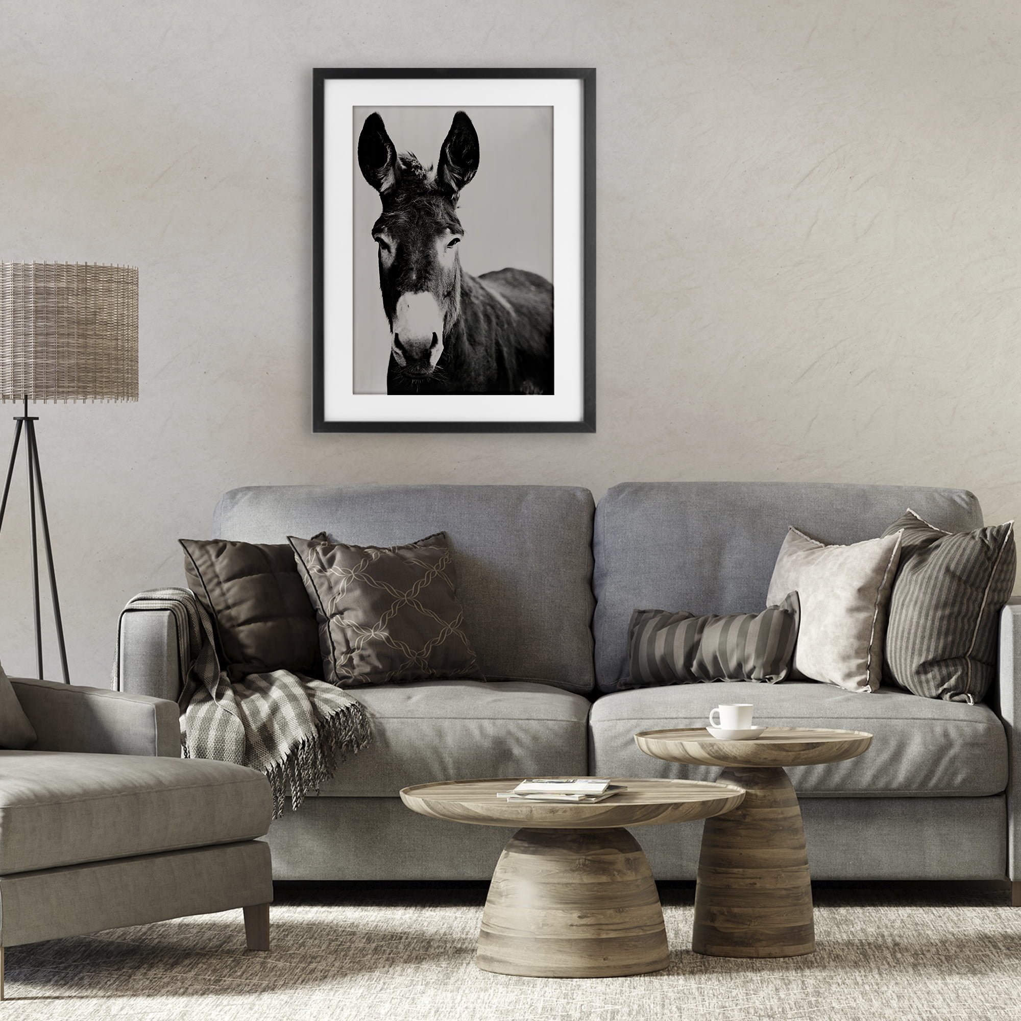 Stupell Industries Franz the Donkey Portrait Black Framed Print Under Glass, design by Amy Carroll