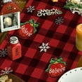 thumbnail image 3 of Red and Black Buffalo Plaid Gnome Believe Snowflakes Christmas Table Runner, Seasonal Winter Holiday Kitchen Dining Table Decoration for Home Party Decor 13x72 Inch, 3 of 6