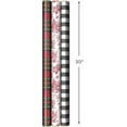 thumbnail image 3 of Hallmark Holiday Plaid Wrapping Paper with Cutlines and Optional DIY Bow Templates on Reverse (3-Pack: 120 Sq. Ft. Ttl) Red Toile, Black Buffalo Check, Plaid for Christmas, Birthdays, Weddings, Craft, 3 of 4