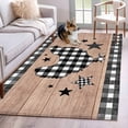 thumbnail image 3 of 4x6 Washable Area Rug, Farm Animals Non-Slip Rectangle Rug for Living Room Office, Star Hen Brown Wood Striped Black Plaid Indoor Accent Floor Mat for Home Decor, 3 of 9