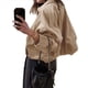 thumbnail image 2 of Chaqueta de Gamuza Sintética para Mujer, Abrigo Informal Holgado de Larga con Solapa y Estilo Urbano A . Caqui S, 2 of 7