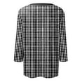 thumbnail image 5 of Shirts for Women under $5 3/4 Sleeve Plaid Round Neck Casual Print T-shirt Blouse Black, 5 of 5