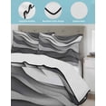 thumbnail image 4 of Quilts Full Size, Black Grey Ombre Soft Comforter Bedding Set for Bed, Abstract Grey Wave Texture Gradient Lightweight Quilted Bedspread with Pillow Cover(2 Pieces) for All Season, 78x90 Inch, 4 of 6