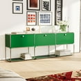thumbnail image 6 of Raffle Pinker Metal Storage Cabinets with 3 Doors and Shelves Tall Steel Lockers Accent Storage Organizer for Living Room,Green, 6 of 6