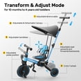 thumbnail image 4 of JoyStone 7 in 1 Foldable Tricycle for Toddlers with Adjustable Canopy, Detachable Backrest, Adjustable Seat and Handle and Parental Control Handle, Balance Bike for 1-4 Year Old Boys and Girls, Blue, 4 of 14