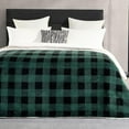 thumbnail image 4 of Elegant Comfort Reversible Buffalo Plaid Flannel Sherpa Blanket - Soft Fleece Throw for Couch or Bed - Plush Warm Winter Blanket, Twin, Green, 4 of 5