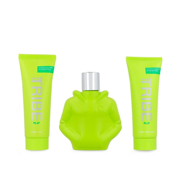 SET BENETTON WE ARE TRIBE PLAY 3PZS 90ML EDT SPRAY/ SHOWER GEL 75ML/ AFTER SHAVE 75ML
