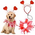 thumbnail image 3 of Uuowzo Dog Valentine's Day Costume Heart Shaped Dog Headband Dog Pompom Costume Red Holiday Valentine's Day Party Accessory for Valentine'S Day Home Setting, B, 3 of 6