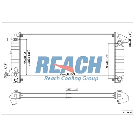 REACH 41-1482 Radiator for CADILLAC APPLICATION 93-02, Automotive Radiator Replacement Part
