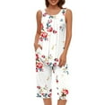 thumbnail image 4 of felwors Women Pajamas Sets Loungewear Soft Sleepwear Two Piece Summer Sleeveless Pjs Tank Top Pants with Pocket S-3XL White, XXL, 4 of 7