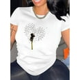 thumbnail image 2 of Motif Pissenlit Réaliste Imprimé Mode Femme Tendance Col Rond Manches Courtes, T-Shirt de Sport Simple et Décontracté, Haut d'Été Confortable pour Femmes pendant les Vacances, 2 of 8