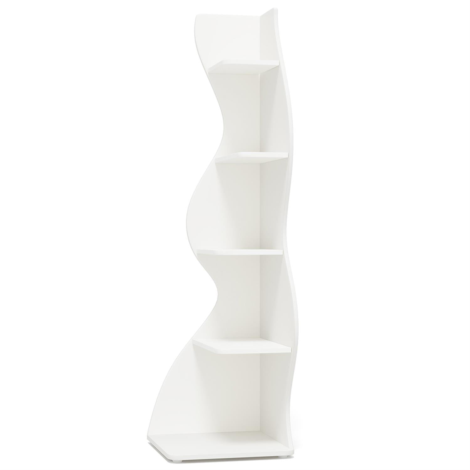 Demi Bonn 5-Tier Corner Bookcase, Wood Bookshelf Storage Organizer, 70" Tall Display Standing Shelf Unit for Bedroom, Living Room, White